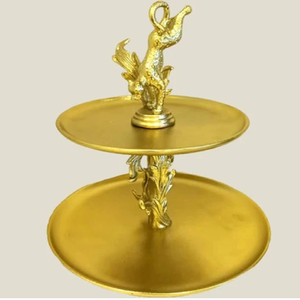 Soportes de pastel de metal de doble placa de efecto rústico para decoración de bodas a precio al por mayor Soporte de pastel de lujo para fiestas y eventos - Product Image 6