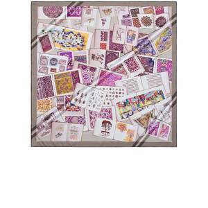 Beige Silk Patterned <b>Square</b> <b>Scarf</b> - Product Image 1