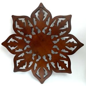 Art mural sculpté floral, décoration de salon, panneaux muraux sculptés en bois vintage, décoration d'accentuation d'intérieur, finition en noyer antique - Product Image 4