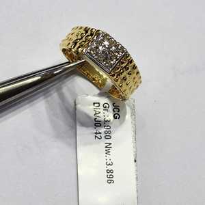 Bague élégante en or jaune 14 carats plaqué rhodium avec diamant rond taille brillant pour homme, style ethnique - Product Image 1