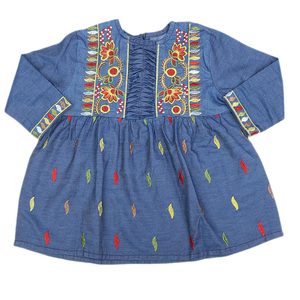 Kurti en jean brodé pour filles - Bleu - Product Image 1