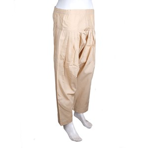 Shalwar en coton pour femmes - Camel - Product Image 1