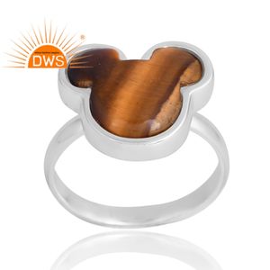 Anillo de piedras preciosas amarillas de ojo de tigre Natural de plata de ley de diseño increíble, joyería de diseño personalizado para mujer, regalo para ella - Product Image 1