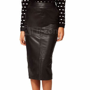 Jupe slim en cuir pour femmes professionnelles, style longueur genou, jupe slim pour femmes, fabrication au Pakistan, jupe slim - Product Image 1