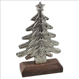 เครื่องประดับคริสต์มาสรูปดาวโลหะสีเงินแบบทันสมัยพร้อมฐานไม้อุปกรณ์สำหรับงานเทศกาลยอดนิยมสำหรับคอลเลกชันโปรโมชั่น - Product Image 5