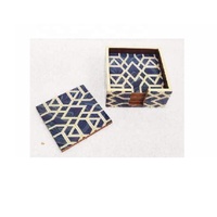 Haute qualité motif moderne os incrustation caboteur thé café boisson caboteur avec support ensemble de 4 pièces décor moderne maison caboteur