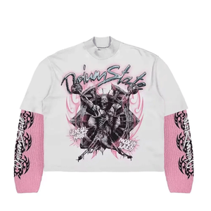 Nouvelle arrivée de T-shirt à manches longues double couche pour hommes 100% coton imprimé de logo personnalisé de qualité supérieure - Product Image 1