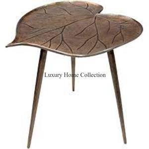 Diseño de hojas Metal Color dorado Mesa lateral y final Peltre fundido Sala de estar Diseño lujoso Mesa de acento Muebles de diseño de flores - Product Image 5