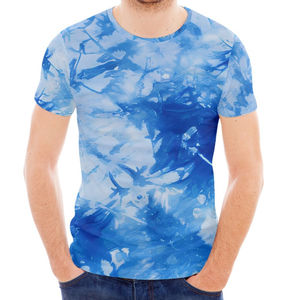 Fabricant en gros 2024 Tie Dye motif Crewneck Slim hommes T-Shirt personnalisé Sublimation manches courtes haut de course tricoté - Product Image 3