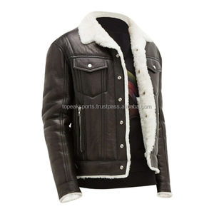 Vestes d'hiver chauffantes pour hommes en cuir de mouton marron, modèle 2026, vente chaude OEM, éco-responsables, 100 % haute qualité, faible MOQ - Product Image 4