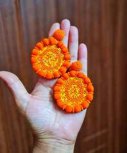 Boho <b>bead</b> earrings with <b>turquoise</b> design andy cascading fringe, unique jewelry gift - Product Image 3