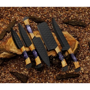 Jexmoo-Juego de cuchillos de chef de acero al carbono profesional, cuchillos de cocina hechos a mano, mango de madera, ambidiestro, apto para lavavajillas, 5 uds. - Product Image 3