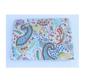 Couette réversible bohème bleu foncé faite à la main en coton biologique Kantha couette avec imprimé Paisley doux hôtel et décoration intérieure - Product Image 2