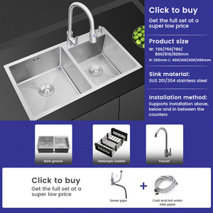 Évier de cuisine double carré au design moderne OEM en acier inoxydable 304/201 avec <span class=keywords><strong>support</strong></span> intégré – Fregaderos De Cocina - Product Image 3