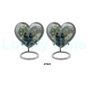 Urna de cremación de pájaro frailecillo de corazón hermoso superventas para cenizas humanas adultas, urna de corazón de recuerdo pequeña decorativa con bolsa gratis - Product Image 4