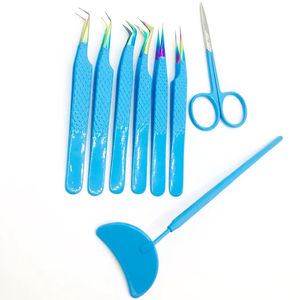 Pinzas de extensión de pestañas con recubrimiento de polvo rosa claro de 90 grados de alta calidad, lado trasero, diseño de corazón, Punta dorada, instrumentos de belleza - Product Image 3