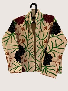 Cardigan en coton brodé de style chinois, col mandarin, manches longues, grande taille, vêtements d'extérieur décontractés pour femmes, vêtements d'automne - Product Image 4