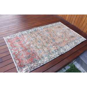 Alfombra Vintage de 3.3x5.4 pies, Alfombra Turca Decorativa, Alfombra de Lana Ikat Azul - Product Image 2