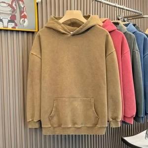 Pure Cotton Hooded Sweatshirt <b>American</b> Style Vintage Solid Color Loose Fit Hooded Sweatshirt Men's Couple <b>hoodie</b> - Product Image 6