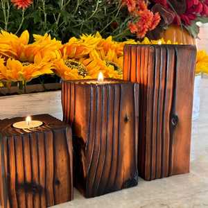 Bougeoirs en bois artisanaux indiens pour décoration intérieure luxueuse - Product Image 1