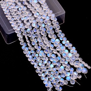 Piedras Preciosas de Piedra Lunar Arcoíris AAA+ de 4mm-6mm, Briolette de Corazón Liso, Piedra Lunar de Fuego Azul Natural Rara, Cuentas Semipreciosas para Joyería - Product Image 3