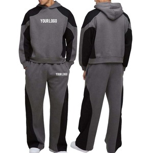 Boxy Homme Pantalon de survêtement Ensemble à capuche Streetwear Survêtement surdimensionné Polaire lourde 100% Coton Anti-Bactérien Blanc Évasé Baggy - Product Image 1
