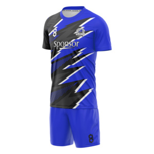 ชุดฟุตบอลแบบสั่งทำขายส่ง ผ้าโพลีเอสเตอร์ 100% ระบายอากาศได้ดี เสื้อแขนสั้นสีพื้น ชุดยูนิฟอร์มฟุตบอลที่ใส่สบาย - Product Image 4
