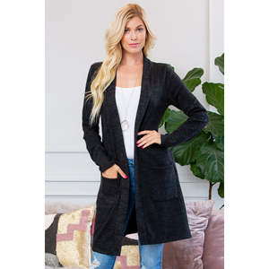 Cárdigan informal con estampado a cuadros, bolsillos, manga media, botones, para primavera, verano, otoño e invierno, tejido de lana, estilo urbano - Product Image 1