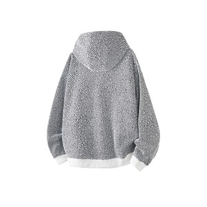 เสื้อสเวตเตอร์ถักมีฮู้ดสไตล์เกาหลีสำหรับผู้ชายเสื้อกันหนาวแบบสวมหัวทรงโอเวอร์ไซส์ลำลองให้ความอบอุ่นมีสไตล์สีทึบ - Product Image 4