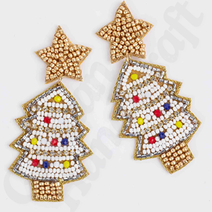 Pendientes de Cuentas de Vidrio Bordadas a Mano, Multicolores, con Formas Únicas, Joyería Artesanal Boho, Trabajo Intrincado con Hilos, para Fiesta - Product Image 4