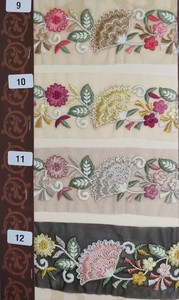 Cintas con flecos Gossamer de doble cara hechas a medida, multicolor 100% algodón, bordado Floral, recorte para grogrén decorativo - Product Image 4