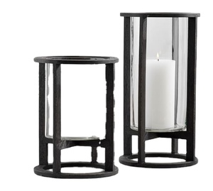 Linterna negra mate, forma personalizada moderna, decoración del hogar, portavelas de Metal y vidrio, superventas - Product Image 1