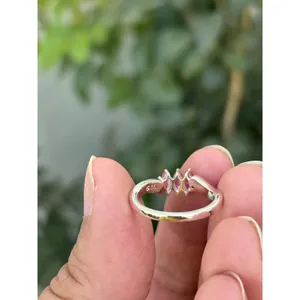 Marquise Cut Pink Sapphire <b>Ring</b> 925 Sterling Silver Handmade Gemstone <b>Ring</b> Wholesale Jewelry Supplier - Product Image 5