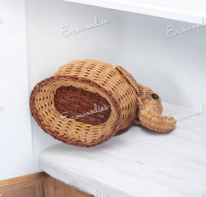 Article mignon en osier tissé à la main en rotin naturel pour enfants Panier de rangement en rotin avec éléphant pour enfants Paniers à jouets - Product Image 2