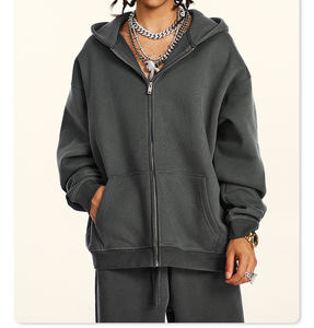 Wholesale Plus Size Men's Hoodies Full Zip up Custom Print Logo Hoodie for Men Blank Plain Fleece Oversized Zip Hoodie - Product Image 4