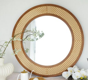 Miroir décoratif vintage fait à la main miroir mural en rotin de luxe pour salon maison hôtel bureau décoration murale - Product Image 3