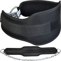 Cintura di Compressione in Neoprene Altamente Resistente e Traspirante con Catena in Acciaio e Doppi Anelli a D per Sollevamento Pesi e Trazioni