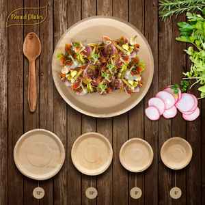 Platos desechables de hoja de palma de areca redonda de 6 pulgadas Eco Safe perfectos para fiestas bodas y eventos compostables y resistentes - Product Image 1