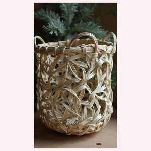 Jarrón Harmony tejido de tierra, algas marinas naturales y soporte de flores decorativas de ratán para interiores rústicos Zen - Product Image 2