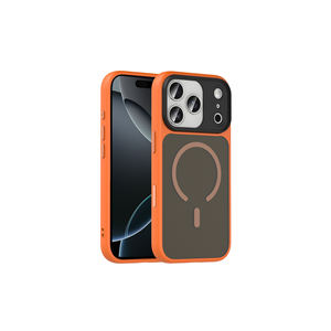 Étui de chargement sans fil magnétique mat orange de qualité supérieure pour iPhone 17 Pro Max, coque arrière antichoc en silicone M-Safe, élégant et tendance - Product Image 1