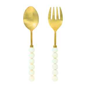 Ensemble de serveurs à salade décoratifs en métal argenté poli avec manche en résine marron populaire pour les dîners de mariage - Product Image 4