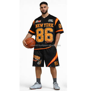 เสื้อฟุตบอลอเมริกันแบบสั้นพิมพ์ลายซับลิเมชั่น ดีไซน์ใหม่สำหรับทีม  โลโก้สั่งทำได้  สำหรับนักกีฬามืออาชีพชาย - Product Image 4