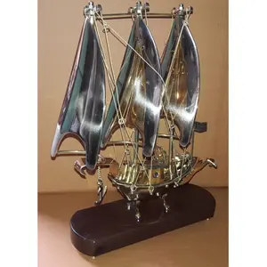 Pure Brass Ship For Home Decor With Wooden Base Perfect For Home & Hotels Decoration and Gifting Antique Brass Ship Decorative