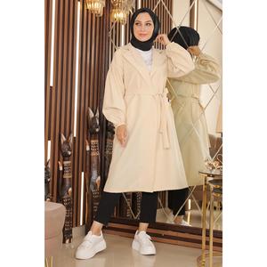 Manteau trench pour femme à col large et ceinture, style vintage, imprimé fourrure de renard, saison hiver automne, en laine tricotée personnalisée et coton. - Product Image 3