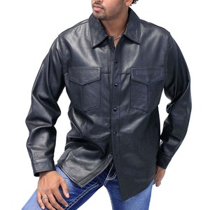 Veste en cuir décontractée vintage délavée pour hommes avec col de chemise brodé et respirant pour l'hiver - Product Image 5