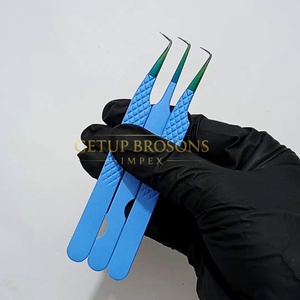 Pinzas para Pestañas de Alta Calidad GETUP BROSONS IMPEX de 90 Grados, Acero Inoxidable, Color Azul, Punta Lisa, Antiestáticas y Antimagnéticas - Product Image 1