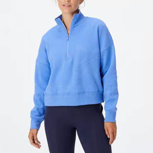 <b>Women</b> <b>Quarter</b>-<b>Zip</b> Activewear Sweatshirt Long Sleeve Breathable Gym Pullover Top Quality - Product Image 4