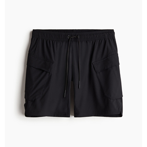 Shorts de sport cargo mi-longs respirants multi-poches de couleur noire pour hommes Vente en gros pas cher - Product Image 1