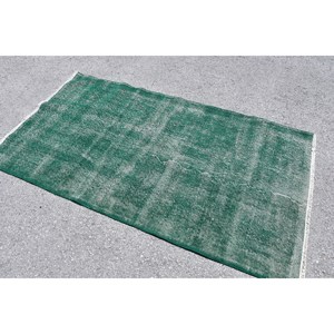 Alfombra de lana verde moderna de 3,8x6,8 pies, área grande turca, Patchwork de Tabriz para pasillo, dormitorio, Alfombra de látex para mesita de noche - Product Image 2