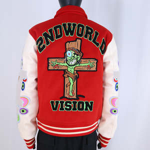 Vestes d'hiver pour hommes à la mode, style streetwear, très vendues, avec boutons-pression, broderies en chenille, col Byron, veste universitaire - Product Image 2